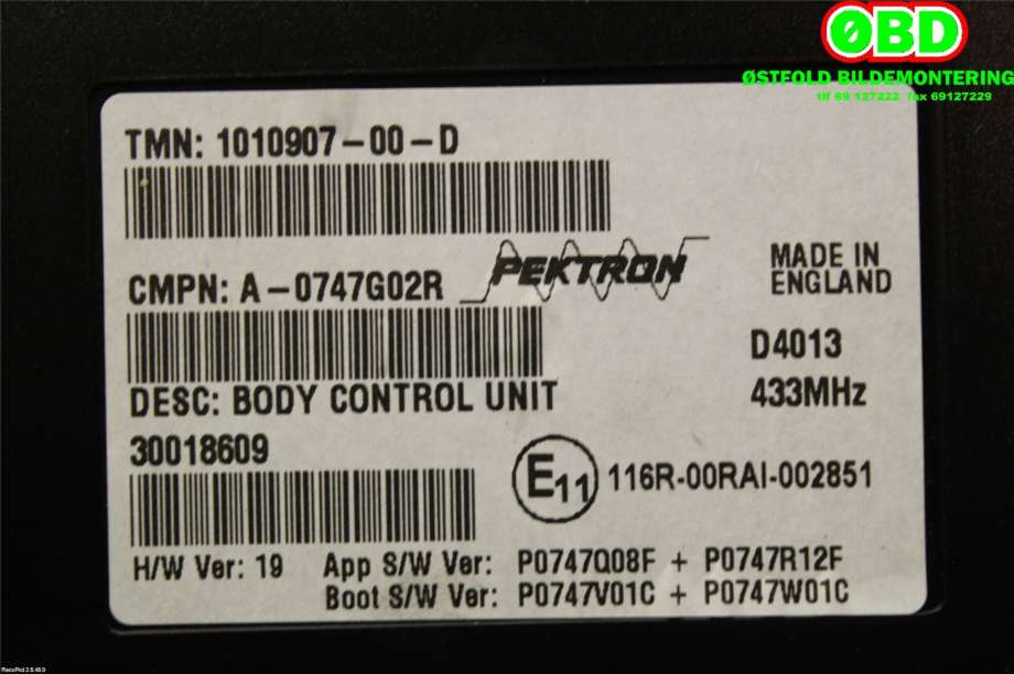 Styreenhet comfort (BCM) til Tesla Model S 2013-2016 (Fase 1)  (TESLA|101090700D|)
