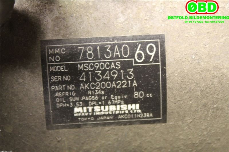 Aircondition kompressor til Mitsubishi Outlander 2010-2012 (Type II, Fase 2)  (MITSUBISHI|7813A069|)