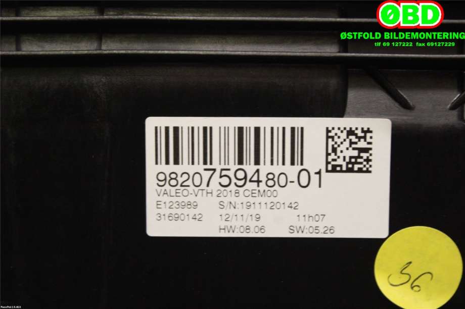 Instrumentpanel til Citroën DS3 2010-2019  (e-etense ds3 Crossback|1641882180|9820759480)