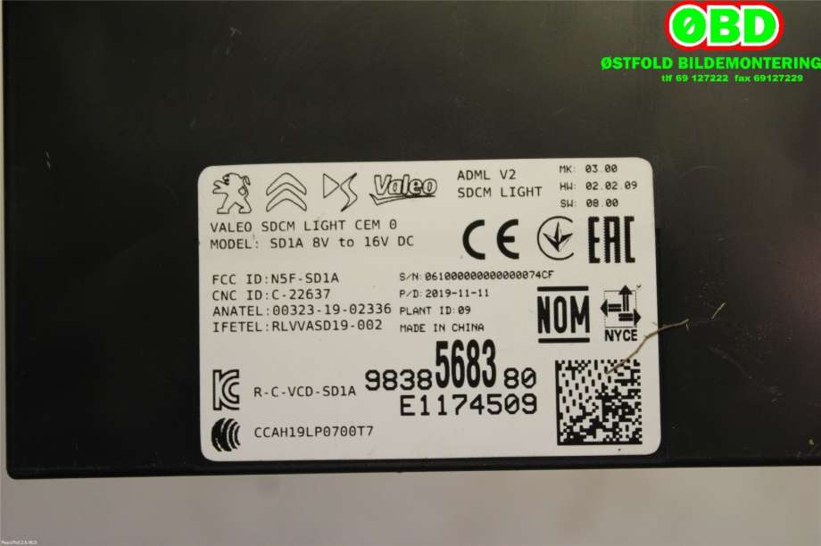 Styreenhet diverse til Citroën DS3 2010-2019  (e-etense ds3 Crossback||9838568380)
