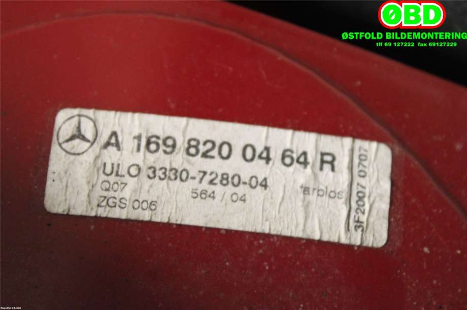 Baklykt høyre til Mercedes A-Klasse 2005-2012 (W169) (W169) (MERCEDES|A 169 820 04 64||1698200464)