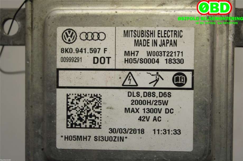 Styreenhet xenon/ballast til VW Caddy 2015-2020 (Type III, Fase 3) (VOLKSWAGEN|8K0 941 597 F|W003T22171|8K0941597F)