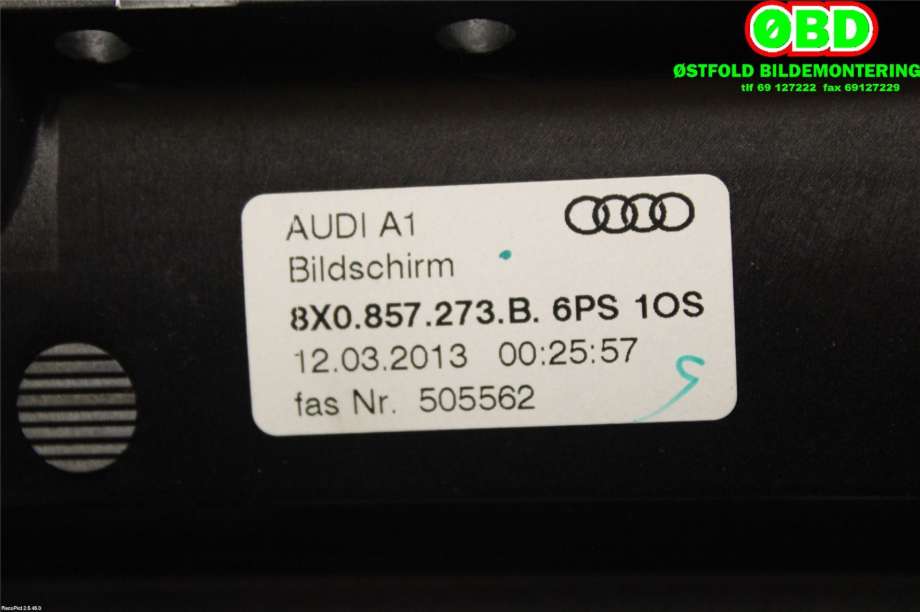 Instrument kjørecomputer til Audi A1 2010-2014 (Type I, Fase 1)  (AUDI|8X0 919 603 A|8X0 919 603 B|8X0857273B)