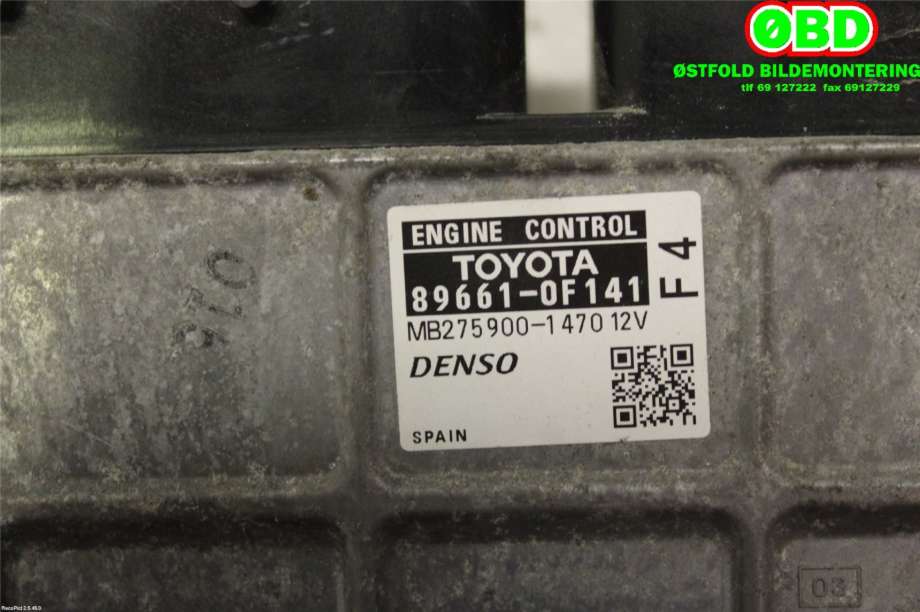 Styreenhet motor til Toyota Verso 2009-2016 (Type III) (TOYOTA|896610F141|2759001470)