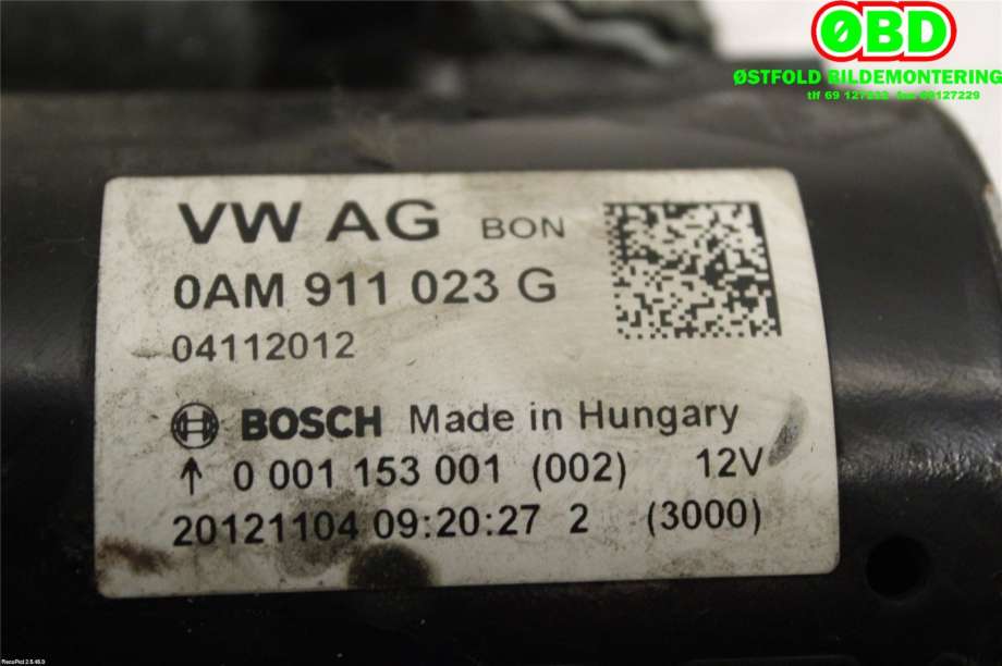 Starter diesel til VW Caddy 2010-2015 (Type III, Fase 2) (VOLKSWAGEN|0AM 911 021 E||0AM911023G)