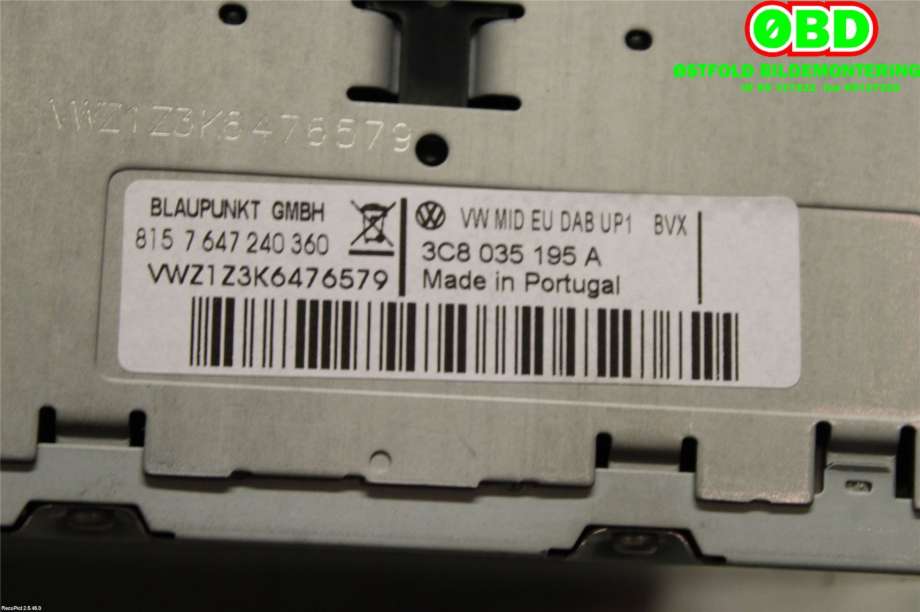 Bilstereo navigasjon til VW Golf, Plus/Cross 2009-2013 (Fase 2)  (VOLKSWAGEN||3C8035195A)