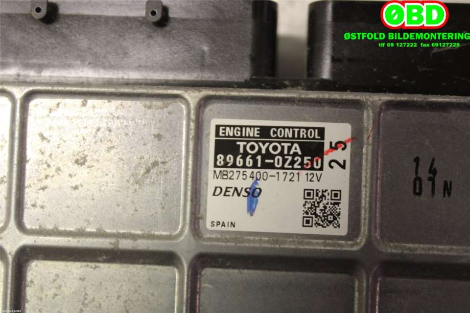 Styreenhet motor til Toyota Auris 2010-2012 (Type I, Fase 2)  (TOYOTA|896610Z250|)