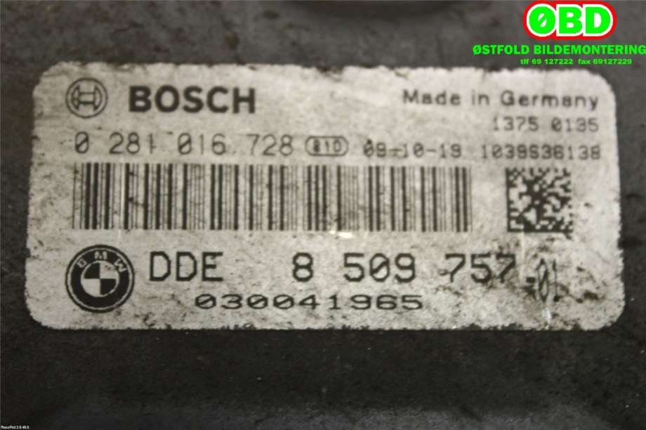 Styreenhet motor til BMW 7-Serie 2009-2015 (F01/F02/F03/F04) (F01/F02/F03/F04) (BMW|13618570593|0281016728|8509757)