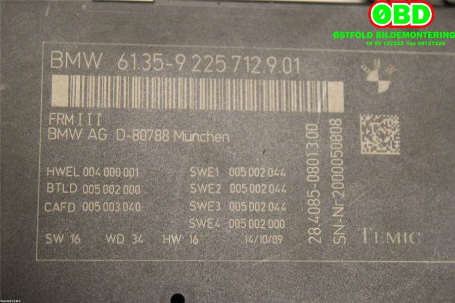 Styreenhet diverse til BMW 7-Serie 2009-2015 (F01/F02/F03/F04) (F01/F02/F03/F04) (BMW|61 35 6 992 947||61359225712)