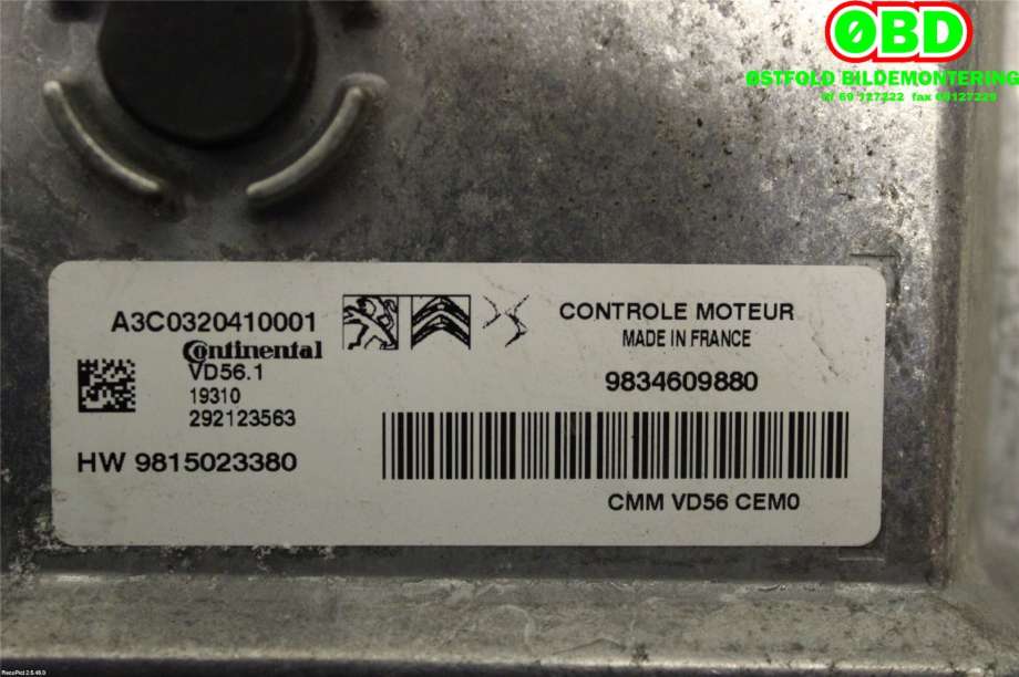 Styreenhet motor til Peugeot 3008 2016-->> (Type II)  (PEUGEOT|16 719 321 80||9834609880)