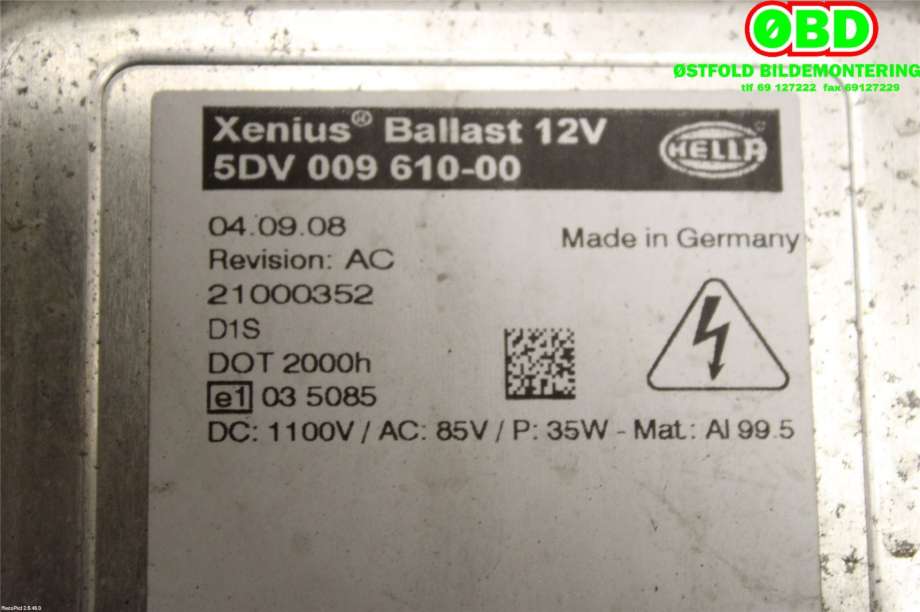 Styreenhet xenon/ballast til Škoda Octavia 2009-2013 (Type II, Fase 2)  (SKODA|1Z0 941 641 B|5DV009610|)