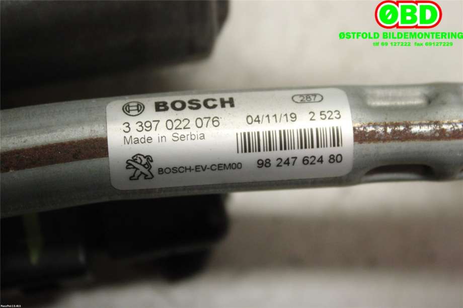 Viskermotor frontrute til Peugeot 3008 2016-->> (Type II)  (PEUGEOT|9824762480|3397022076)