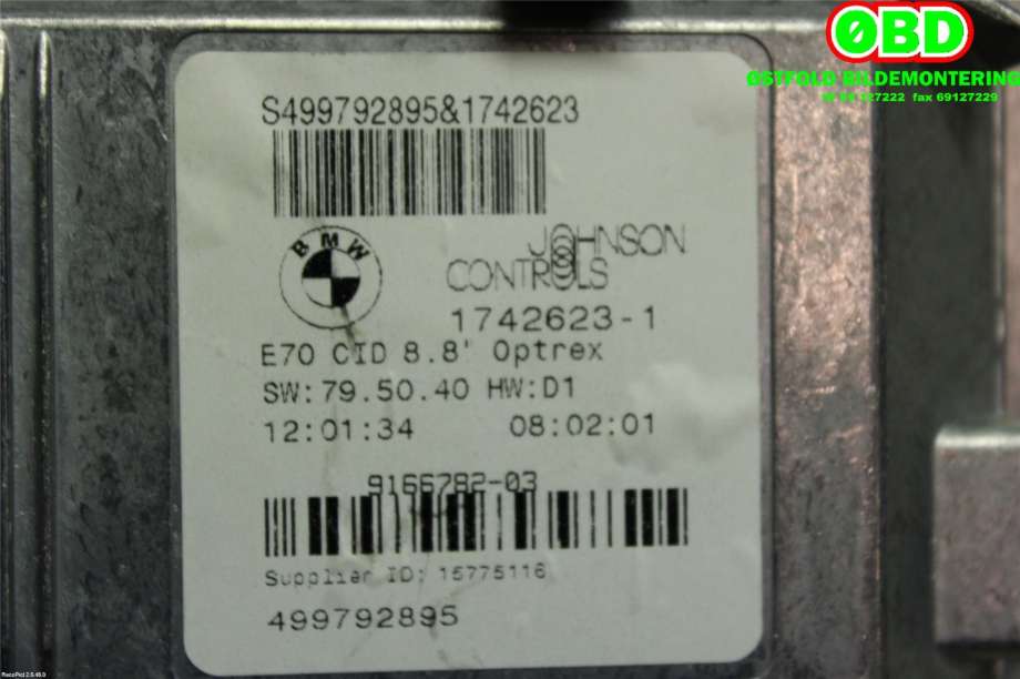 Instrument kjørecomputer til BMW X6 2008-2014 (E71/E72) (E71/E72) (BMW|65509194064||9166782)
