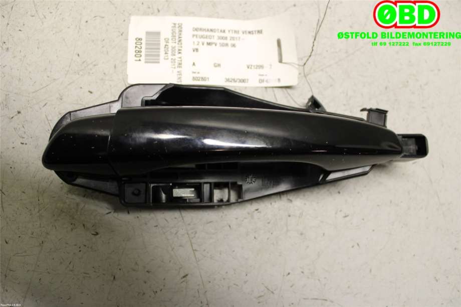 Dørhåndtak utv venstre bak til Peugeot 3008 2016-->> (Type II)  (PEUGEOT|16 092 407 80|980297831T|)