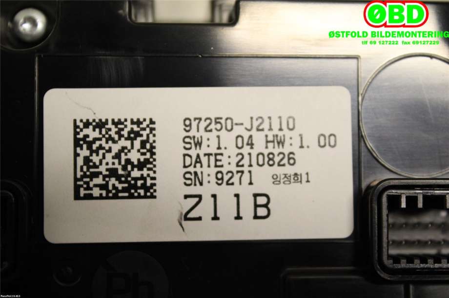 Varmeapparat betjening til Kia e-Soul 2019-->> (Type III)  (KIA|97250J2110WK||97250J2110)