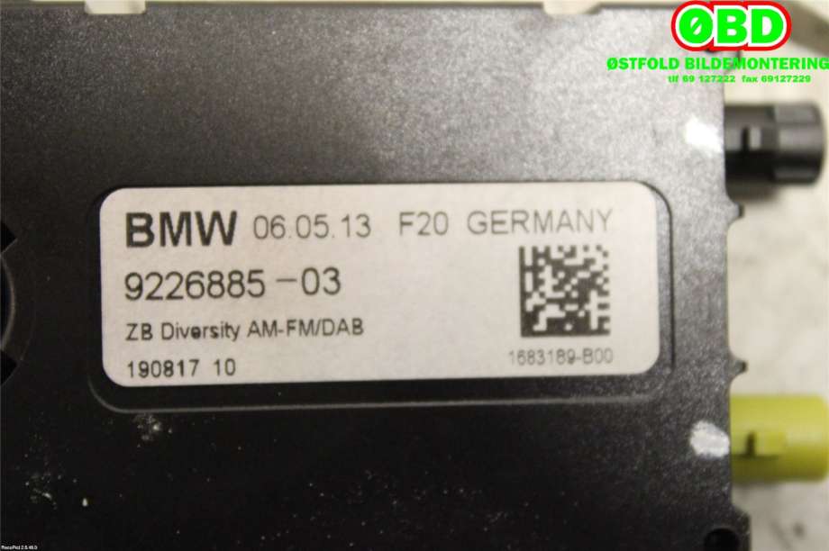Antenne forsterker til BMW 1-Serie 2011-2015 (Fase 1) (F20/F21) (F20/F21) (BMW|65 20 9 226 885||9226885)