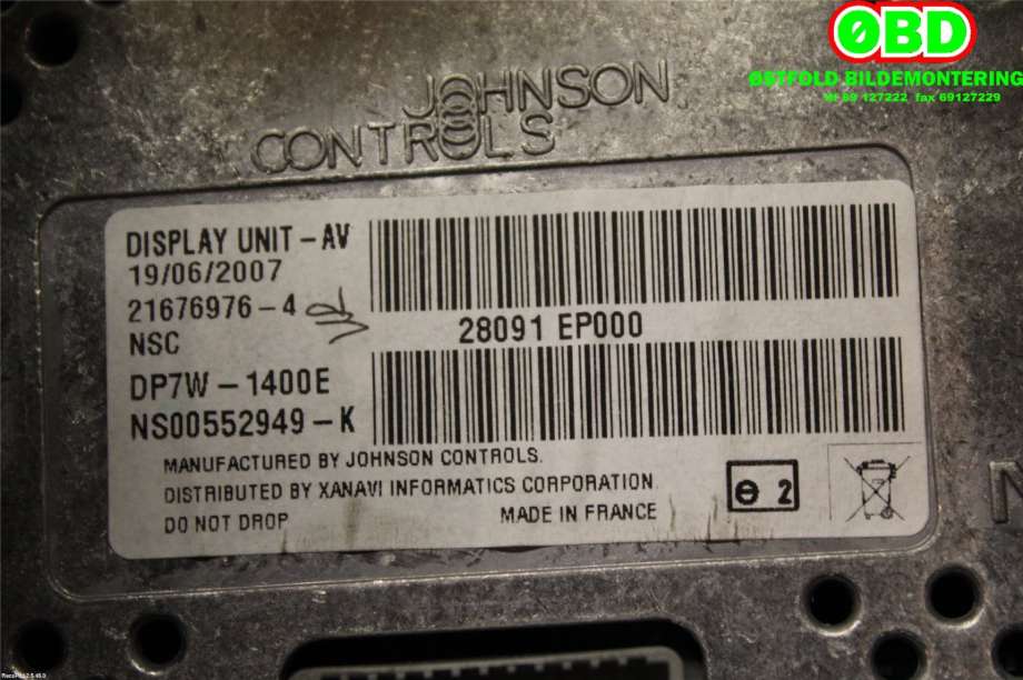 Instrument kjørecomputer til Nissan Qashqai 2007-2010 (Type I, Fase 1)  (NISSAN|28091EP000|28091EP00A)