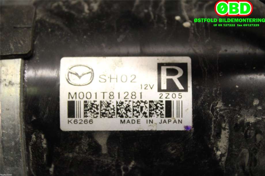 Starter diesel til Mazda 6 2013-2015 (Type III, Fase 1)  (MAZDA|SH0218400|M001T81281|)