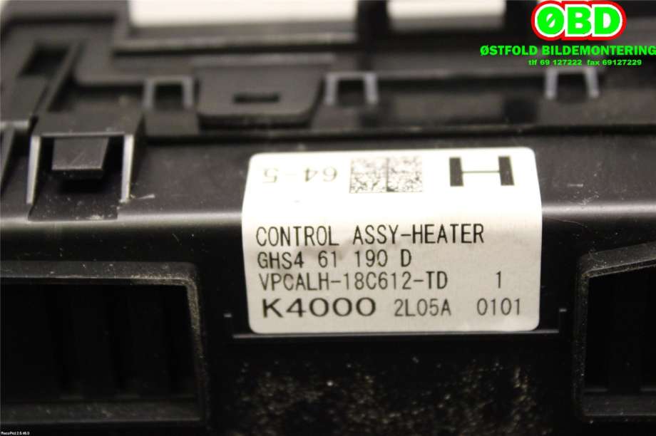 Varmeapparat betjening til Mazda 6 2013-2015 (Type III, Fase 1)  (MAZDA|GHS461190D|)