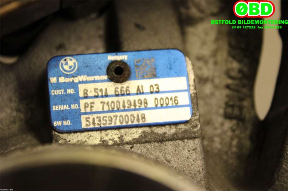 Turbo til BMW 1-Serie 2011-2015 (Fase 1) (F20/F21) (F20/F21) (BMW|11 65 8 514 667||8514666)
