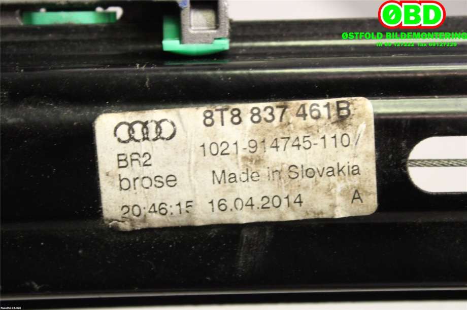 Ruteheis til Audi A5 2007-2016 (Type I)  (AUDI|8T8 837 461 B||8T8837461B)