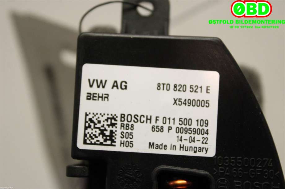 Varmeapparat motstand til Audi A5 2007-2016 (Type I)  (AUDI|8T0 820 521 E|8T0 820 521 G|8T0820521E)