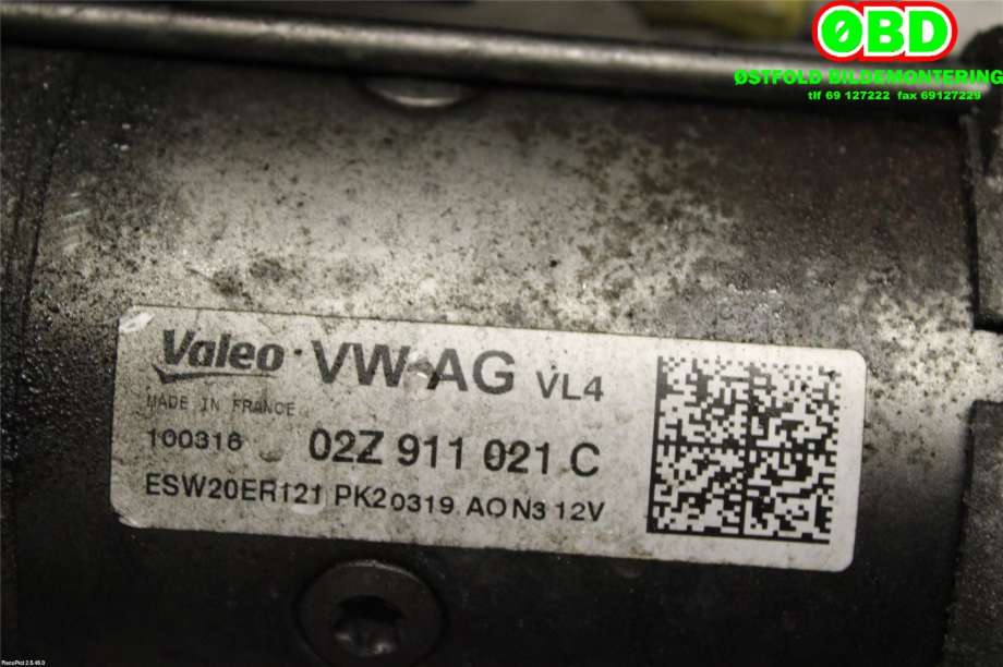 Starter diesel til Škoda Rapid 2012-2019  (SKODA|02Z 911 021 K||02Z911021C)