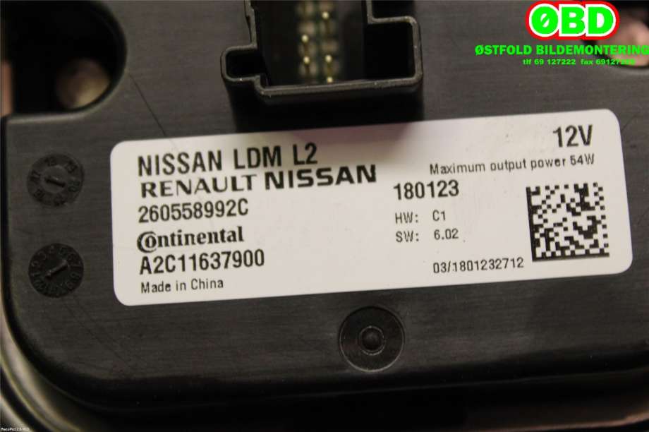Styreenhet xenon/ballast til Nissan Leaf 2018-->> (Type II)  (NISSAN|260558992C|)