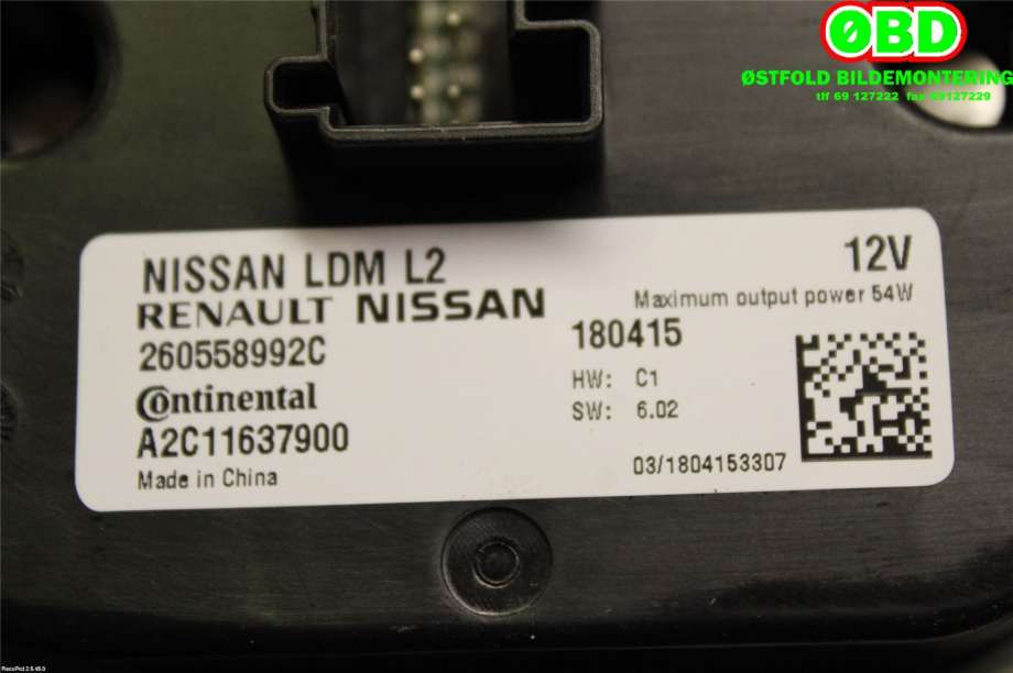 Styreenhet xenon/ballast til Nissan Leaf 2018-->> (Type II)  (NISSAN|260558992C|)