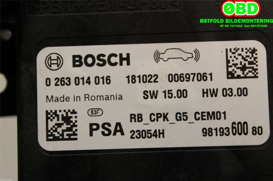 Styreenhet diverse til Peugeot 5008 2017-->> (Type II)  (PEUGEOT||0263014016|9819360080)