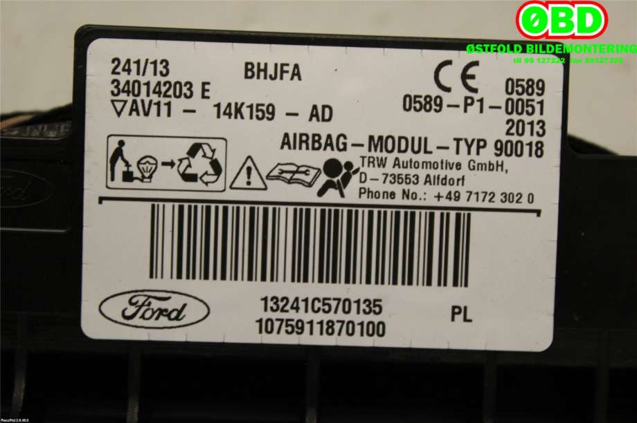 Airbag gardin høyre til Ford B-Max 2012-2017  (FORD|1932002||AV1114K159AD)
