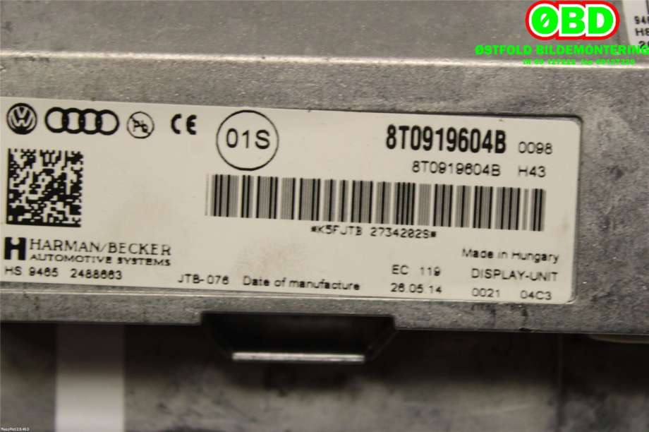Instrument kjørecomputer til Audi A4, Allroad 2009-2016 (Type I) (B8) (B8) (AUDI|8T0 919 604 B||8T0919604B)
