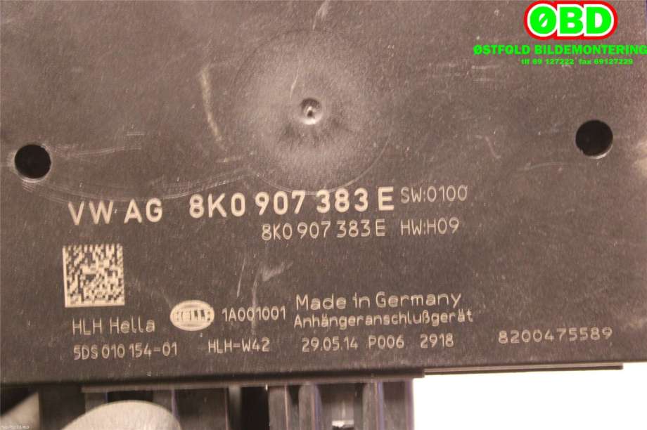 Styreenhet hengerfeste til Audi A4, Allroad 2009-2016 (Type I) (B8) (B8) (AUDI|8K0 907 383 E||8K0907383E)
