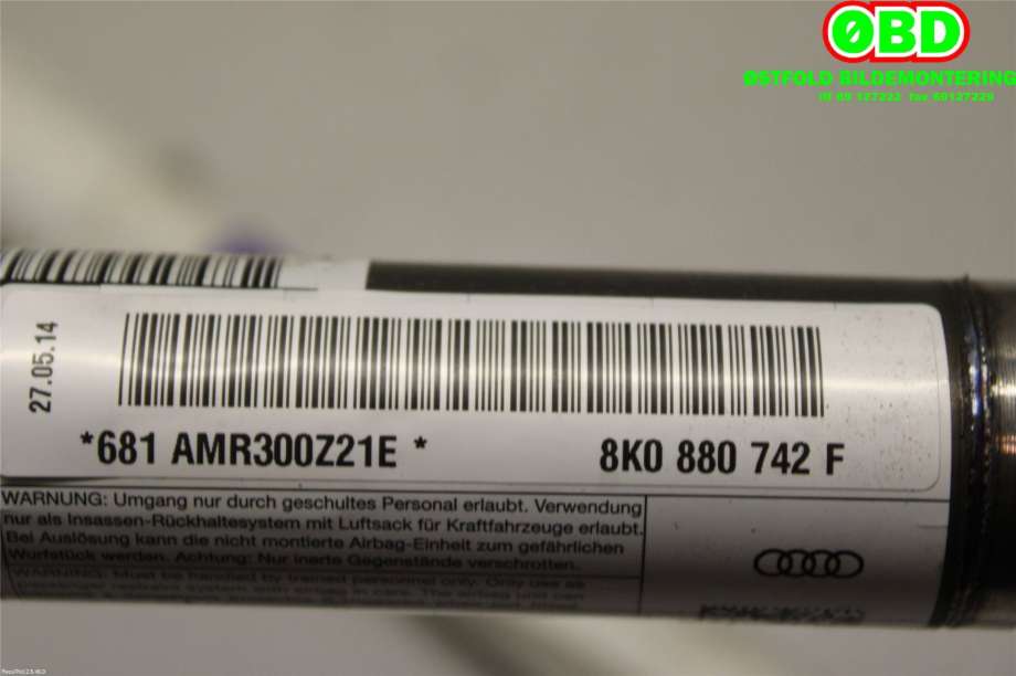 Airbag gardin høyre til Audi A4, Allroad 2009-2016 (Type I) (B8) (B8) (AUDI|8K0 880 742 F||8K0880742F)