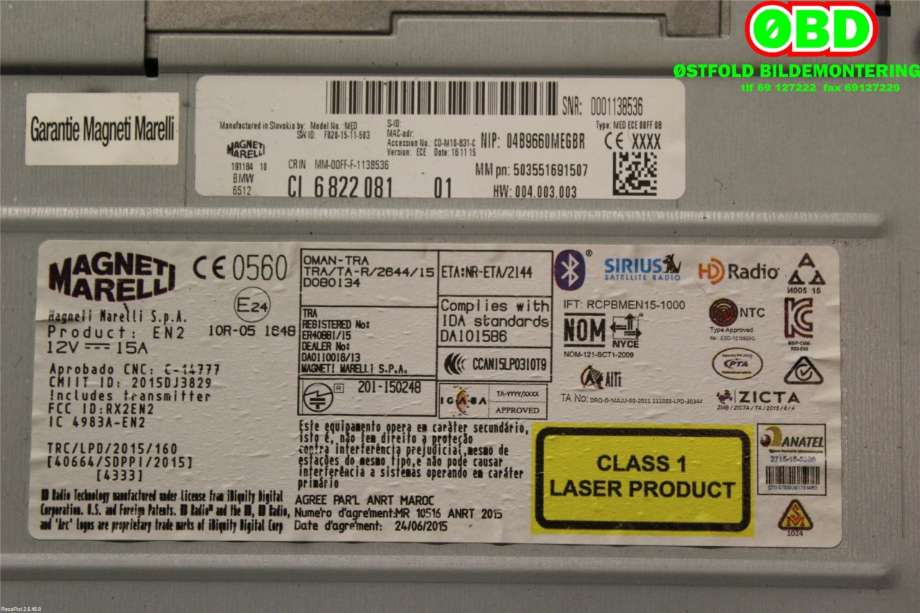 Bilstereo navigasjon til BMW 2-Serie 2014-2021 (F22/F23) (F22/F23) (BMW|65 12 9 365 837||65126822081)