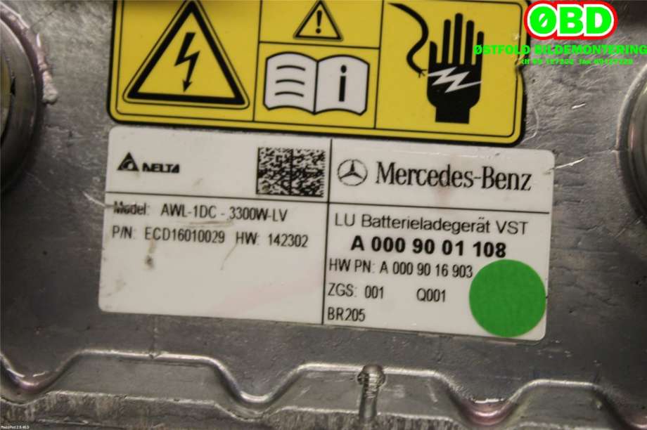Batterilader (OBC - On Board Charger) til Mercedes C-Klasse 2014-2018 (Fase 1) (W205) (W205) (MERCEDES|A 000 900 11 08|A 000 900 59 09|0009001108)