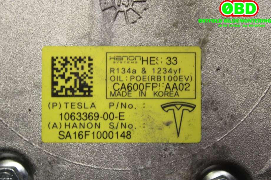 Aircondition kompressor til Tesla Model S 2016-2021 (Fase 2) (TESLA|106336900E|)
