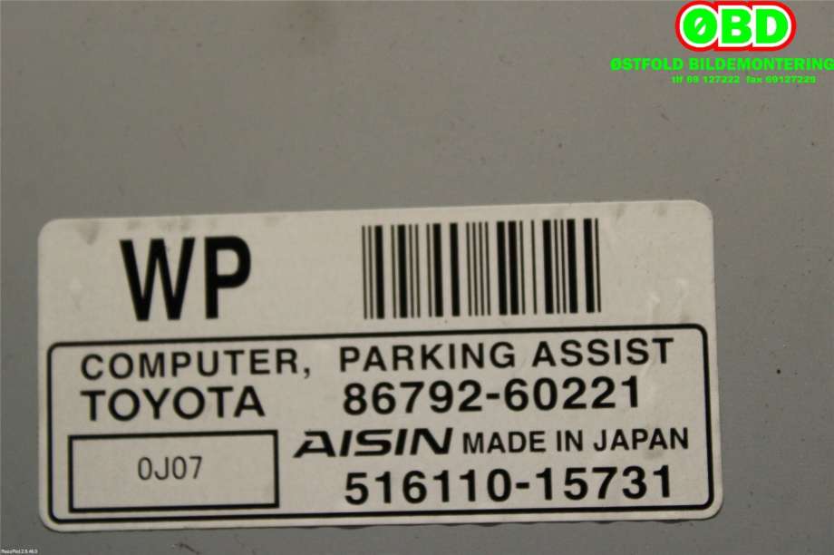 Styreenhet parkering til Toyota Land Cruiser 150 2010-2013 (Fase 1)  (TOYOTA|8679260221|)