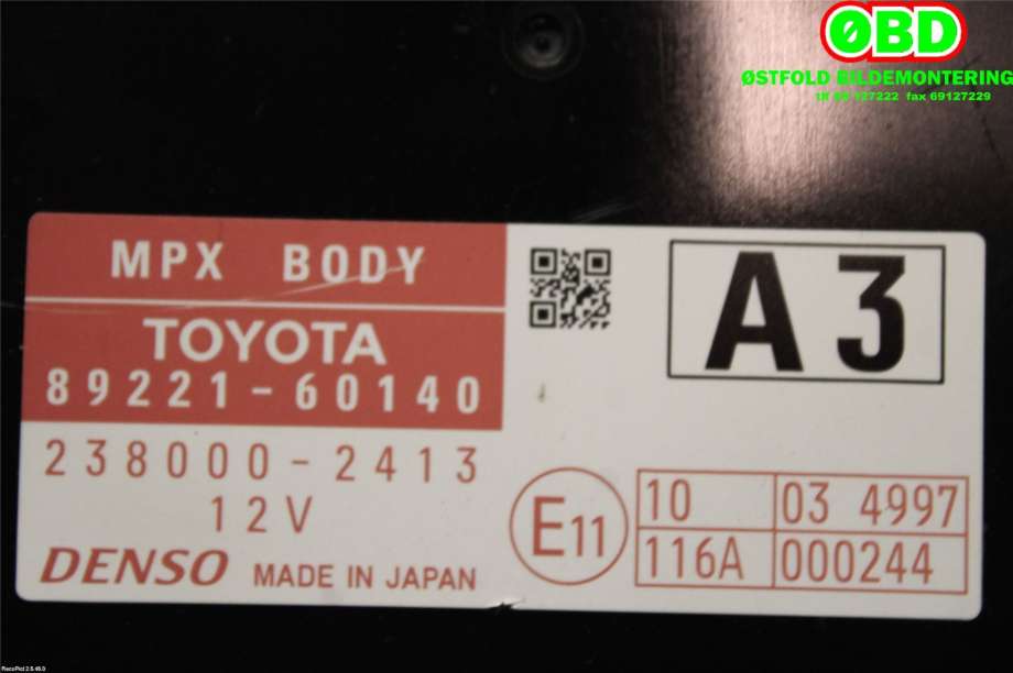 Styreenhet comfort (BCM) til Toyota Land Cruiser 150 2010-2013 (Fase 1) (TOYOTA||2380002413|8922160140)