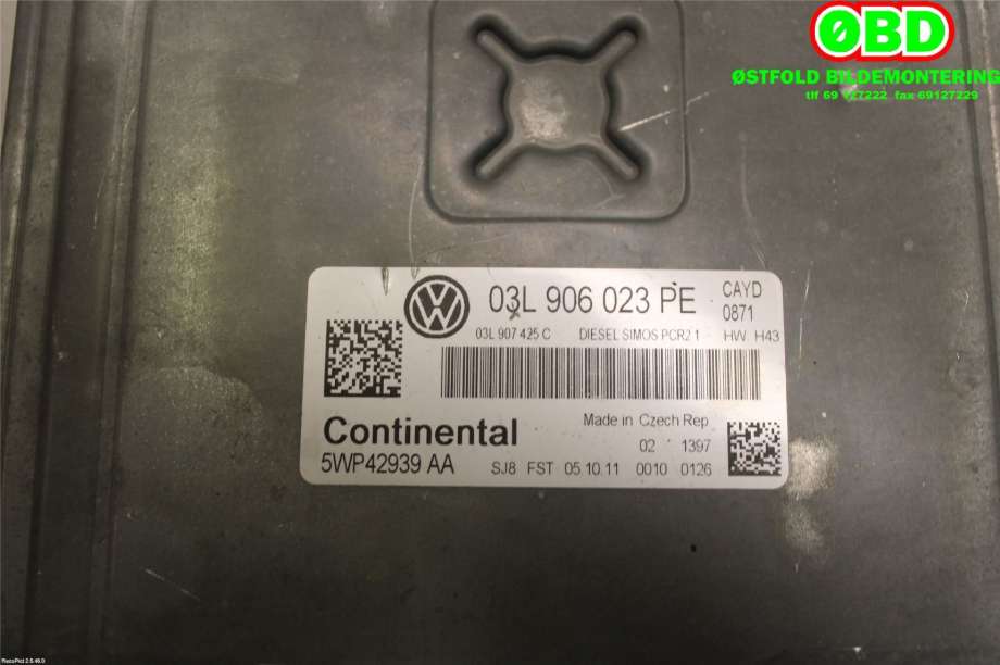 Styreenhet motor til VW Caddy 2010-2015 (Type III, Fase 2) (VOLKSWAGEN|03L 906 023 TK||03L906023PE)