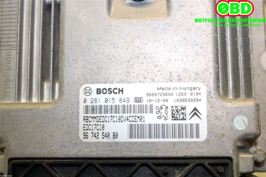 Styreenhet motor til Peugeot 207 2006-2012 (PEUGEOT|194487|0281015849|9674254080)