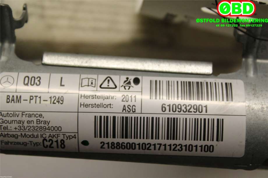 Airbag gardin venstre til Mercedes CLS 2011-2017 (C218) (C218) (MERCEDES|A 218 860 01 02||2188600102)