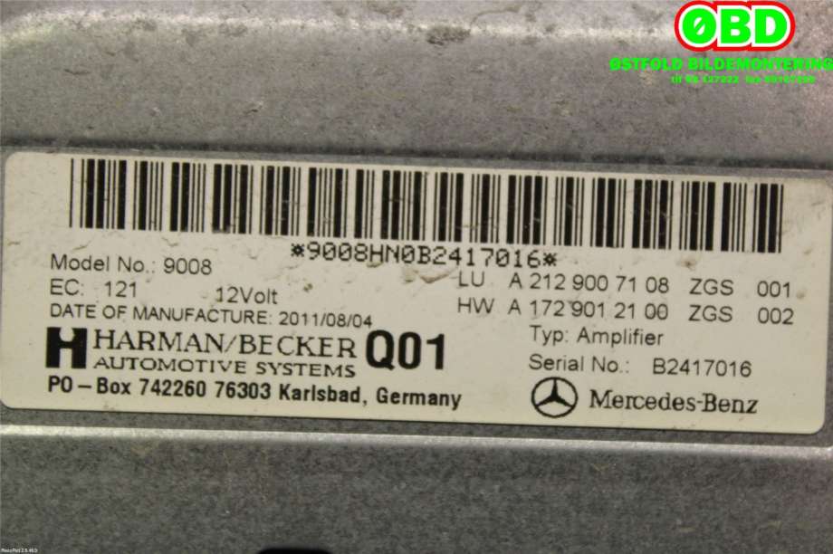 Bilstereo forsterker til Mercedes CLS 2011-2017 (C218) (C218) (MERCEDES|A 212 900 71 08||2129007108)