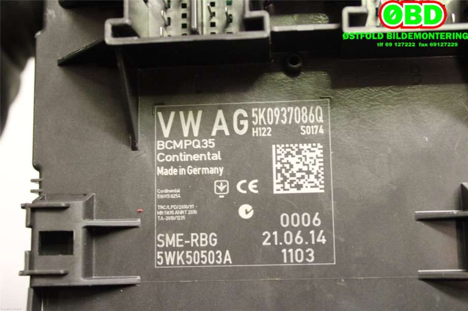 Styreenhet comfort (BCM) til VW Tiguan 2011-2016 (Type I, Fase 2)  (VOLKSWAGEN|5K0 937 087 AB||5K0937086Q)