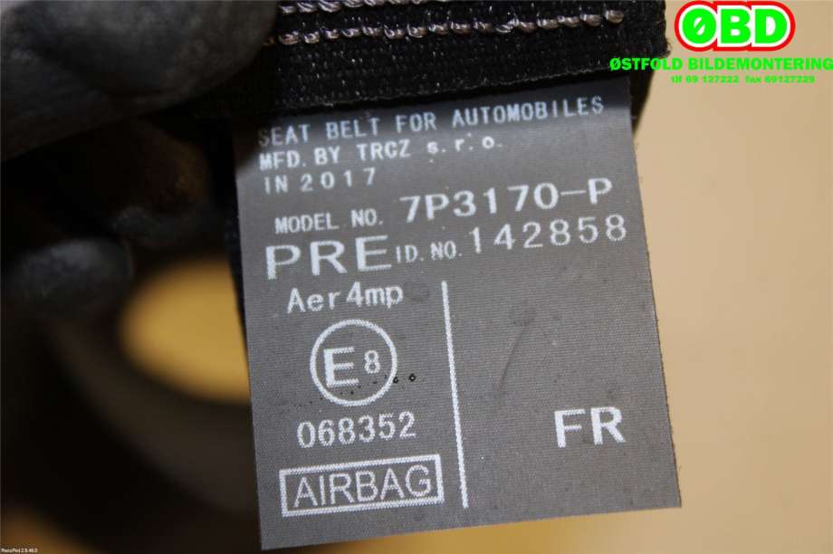 Airbag beltestrammer til Toyota Auris 2015-2019 (Type II, Fase 2)  (TOYOTA|7321002650C0|)