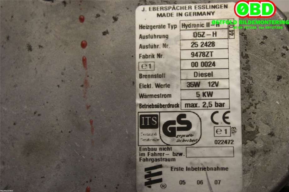 Dieselvarmer til Lexus IS 2006-2013 (Type II) (XE20) (XE20) (LEXUS|8711053010|)