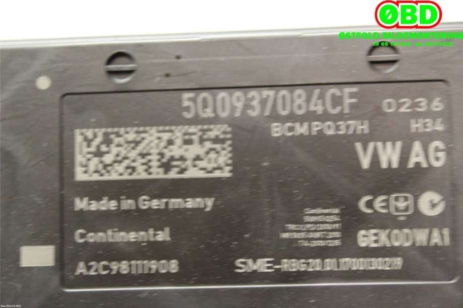 Styreenhet comfort (BCM) til Audi A3 2016-2020 (Type III, Fase 2)  (AUDI|5Q0 937 084 CF|5Q0 937 084 CG|5Q0937084CF)