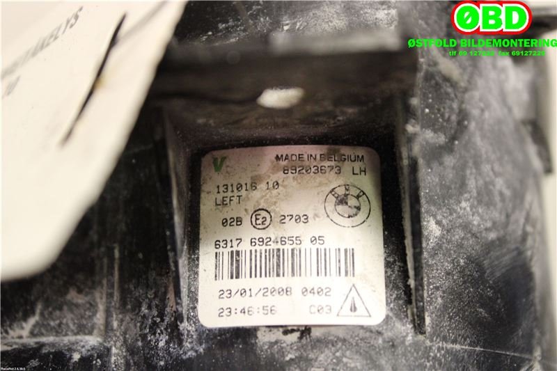 Tåkelykt venstre foran til BMW X3 2007-2010 (Fase 2) (E83) (E83) (BMW|63 17 6 924 655||63176924655)