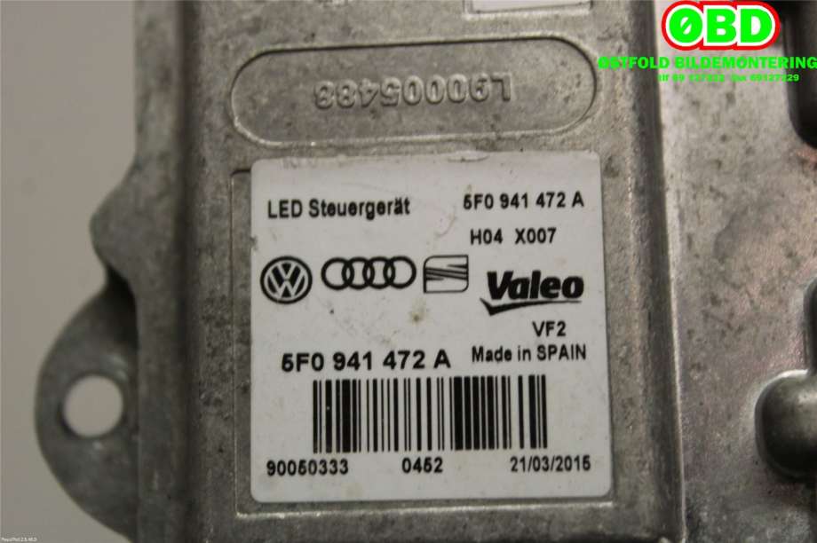 Styreenhet xenon/ballast til VW e-Golf 2014-2017 (Fase 1)  (VOLKSWAGEN|5F0 941 472 A||5F0941472A)