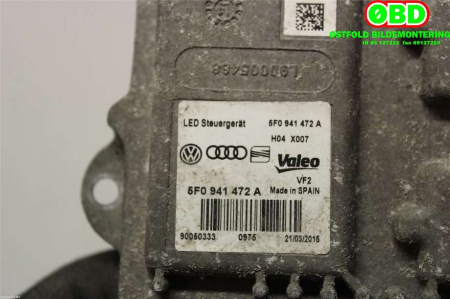 Styreenhet xenon/ballast til VW e-Golf 2014-2017 (Fase 1)  (VOLKSWAGEN|5F0 941 472 A||5F0941472A)